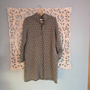 Gio & Gio Womens Italian Wool Blend Long Knit Sweater Coat Gray Tan Medium